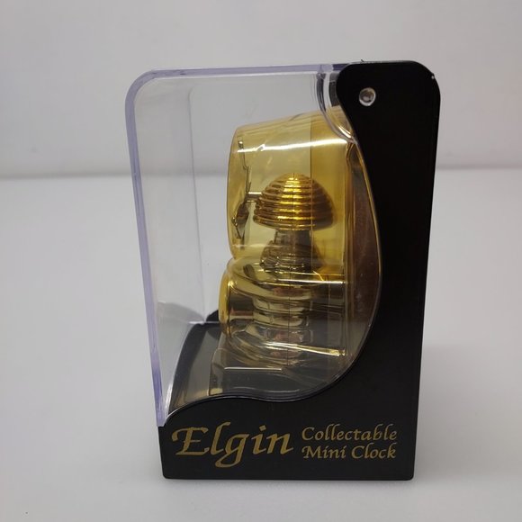 ELGIN WINDMILL GOLD AND SILVER TONE MINI CLOCK *RARE* GENUINE VINTAGE NEW SEALED - Picture 3 of 9